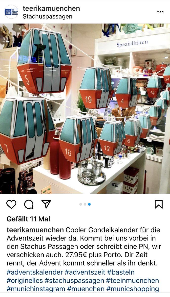 Thalkirchen's tweet photo. Wer noch einen besonderen Adventskalender sucht #supportyourlocalshop #Stachus https://t.co/0jdYyo2Y2H