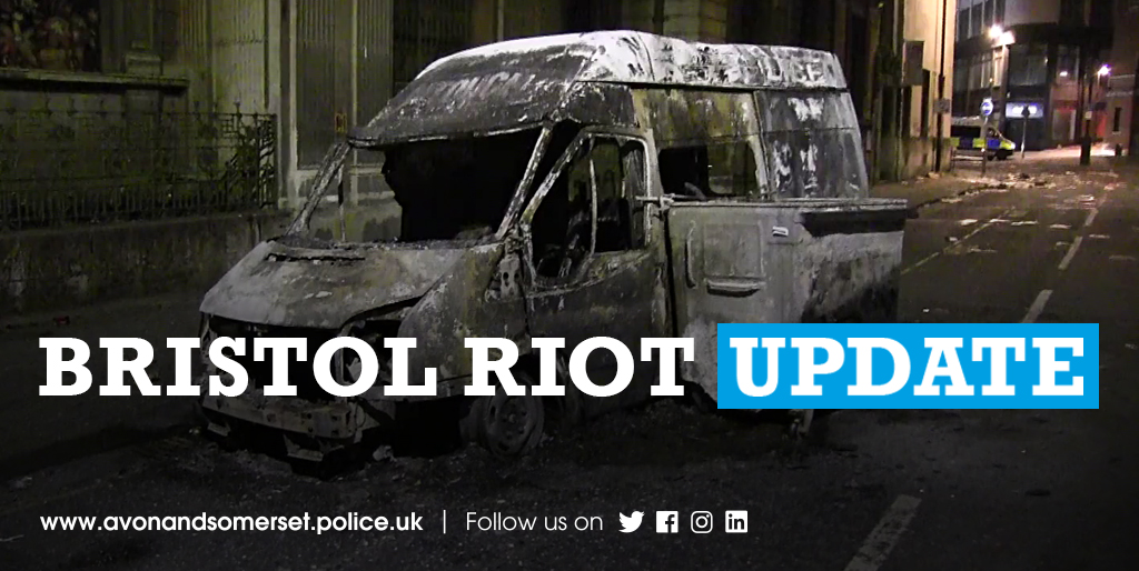 ASPolice's tweet image. We've charged eight more people with riot as part of our inquiry into the incident in Bristol on 21 March.

Full update here - ow.ly/aZnF50Gz8tk

We still need help identifying a number of people on our gallery - ow.ly/VlPk50Gz8tj - please call 101 if you can help.