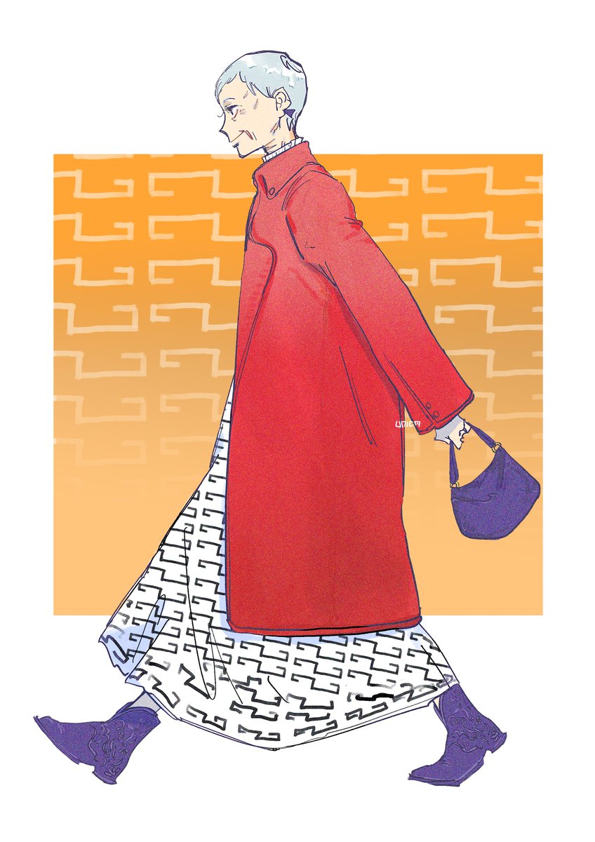 「秋の赤がよく似合うマダム 」|🦄ユニカ🌈重版『マダムが教えてくれたこと』のイラスト