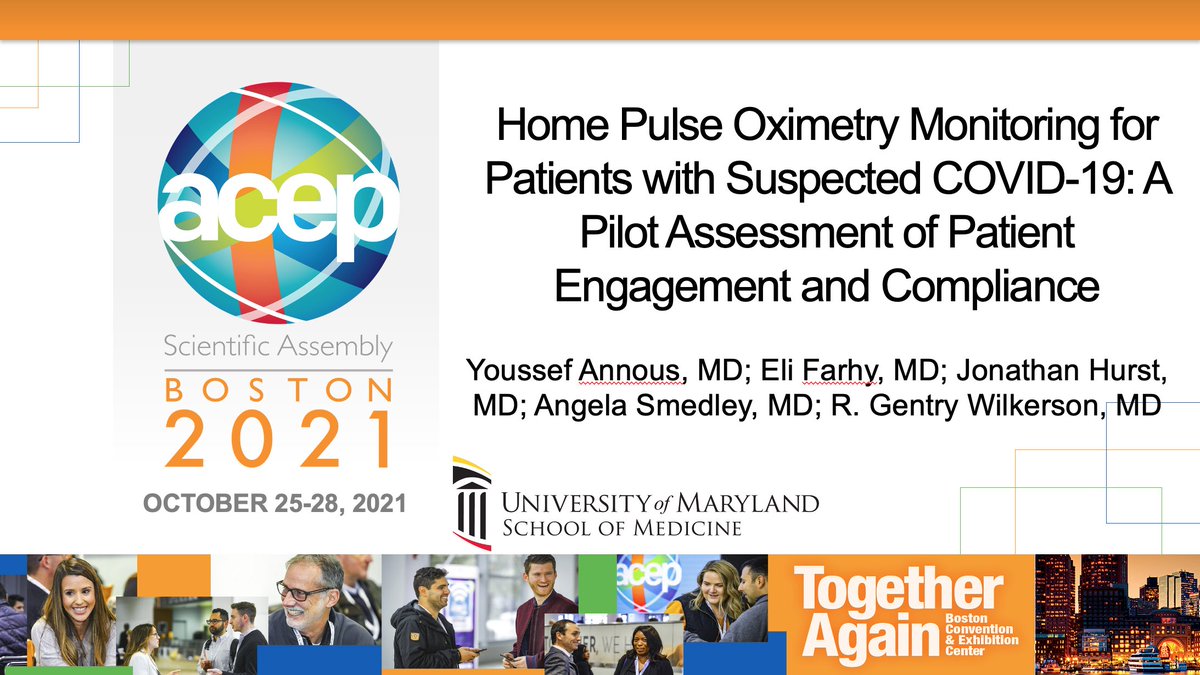 Gentry Wilkerson (@gentrywmd) on Twitter photo At 10a in room BCEC 152 at #ACEP21 @AnnousYoussef will be presenting our research on a Home SpO2 monitoring program for patients suspected of having #COVID19
<a href="/UMEMresidency/">UMEM Residency</a> <a href="/UMEMresearch/">UMEM Research</a> <a href="/EliFarhy/">Farhy Eli</a> <a href="/AngMomMD/">Angela Smedley</a> At 10a in room BCEC 152 at #ACEP21 @AnnousYoussef will be presenting our research on a Home SpO2 monitoring program for patients suspected of having #COVID19
<a href="/UMEMresidency/">UMEM Residency</a> <a href="/UMEMresearch/">UMEM Research</a> <a href="/EliFarhy/">Farhy Eli</a> <a href="/AngMomMD/">Angela Smedley</a>