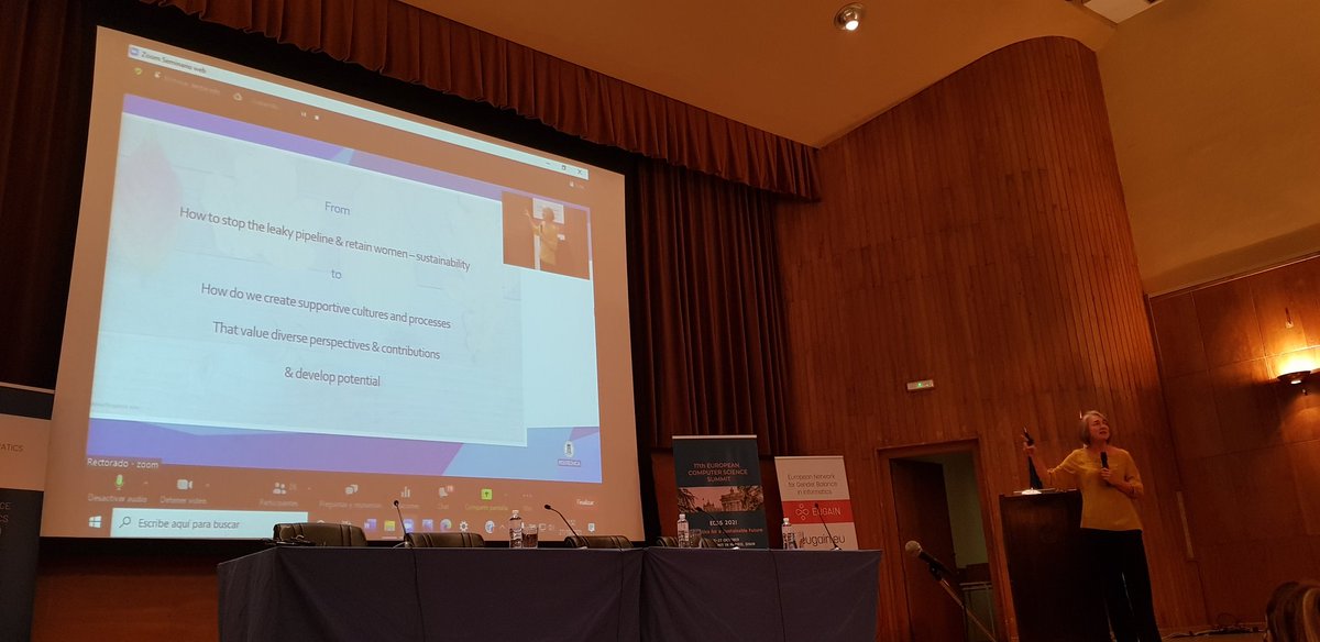 IDUN_phdtoprof's tweet photo. Inspirational talk from @geri_fitz at the @eugain19122 WIRE workshop in Madrid! Change the paradigm from create a sustainable environment to Create Supportive Cultures and Processes #womeninSTEM @letiziajaccheri @informatics_eu https://t.co/7PvQshQx9s