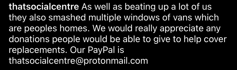 Practical support for those who can't make the eviction defence in person - see below. Funds needed for residents who've been left without shelter by this morning's events PayPal: thatsocialcentre@protonmail.com