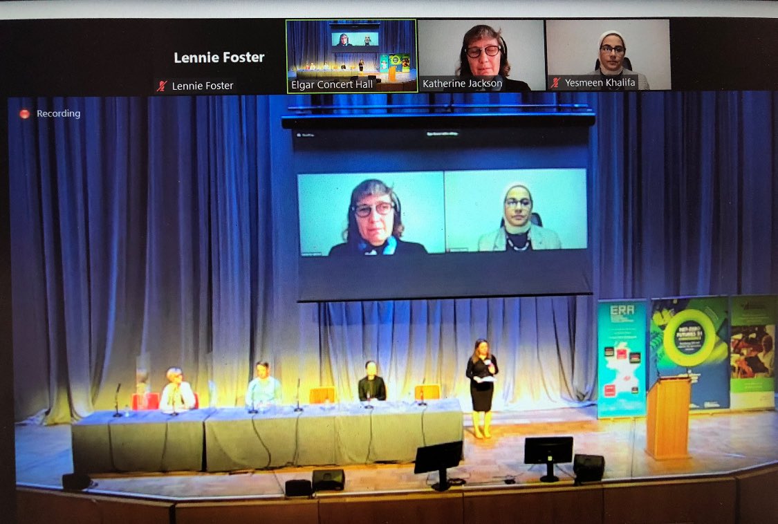 LennieFoster18's tweet photo. Really enjoying the panel discussion at #netzerofutures conference @unibirmingham, with @EnergyRA, @CentreDice, @NinaSkorupska, CEO of the @REAssociation, @YesmeenK, @KathTJackson, @longsengto. #climatechange @InnovationMids @UKCRIC #NetZero https://t.co/0AyGKE1TtP
