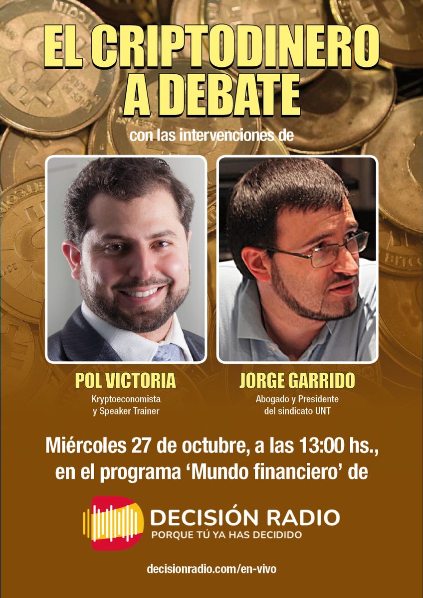 En_ClaveDigital's tweet photo. #EnDirecto, en el programa de @elmundofinan debatiremos sobre el #Criptodinero con @DonPolVictoria y @jorgegarridosr. ¡¡¡No te lo pierdas!!! 👉https://t.co/lJDexrN14N https://t.co/GXKBpdk6Zb