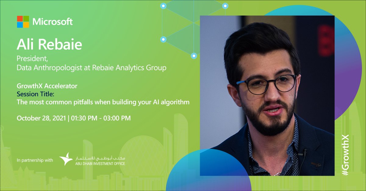 msft4startupsAE's tweet photo. ☁️Are you building a #startup leveraging #AI? If so, we prompt you to join Ali Rebaie’s session on "The most common pitfalls when building your AI algorithm".
🎙️Ali studies social trends and ideological changes to help stage emotional human experiences and human-centric AI. https://t.co/3LGOtSnmcU
