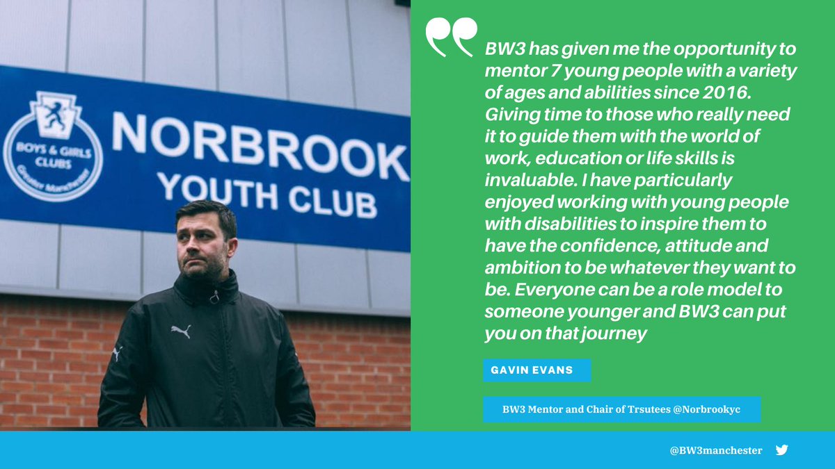 BW3Manchester's tweet image. Gavin Evans, Chair of Trustees for @norbrookyc, has mentored as part of our Aspirational Mentoring scheme for 5 years. 

Here's what he has to say: 

#BW3 #NationalMentoringDay #MentoringMatters