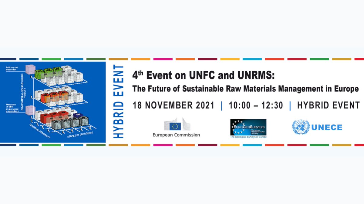 #EURawMaterialsWeek 2021 is coming!

#EGS &amp; <a href="/UNECE/">UNECE</a> co-organise the 4th #UNFC &amp; #UNRMS event exploring the future of #sustainable #rawmaterials management in Europe

📅18/11 at 10AM CEST
🏨💻Le Plaza Hotel &amp; online

Agenda➡️bit.ly/3jFUMt8
Website➡️bit.ly/3EiR5kP