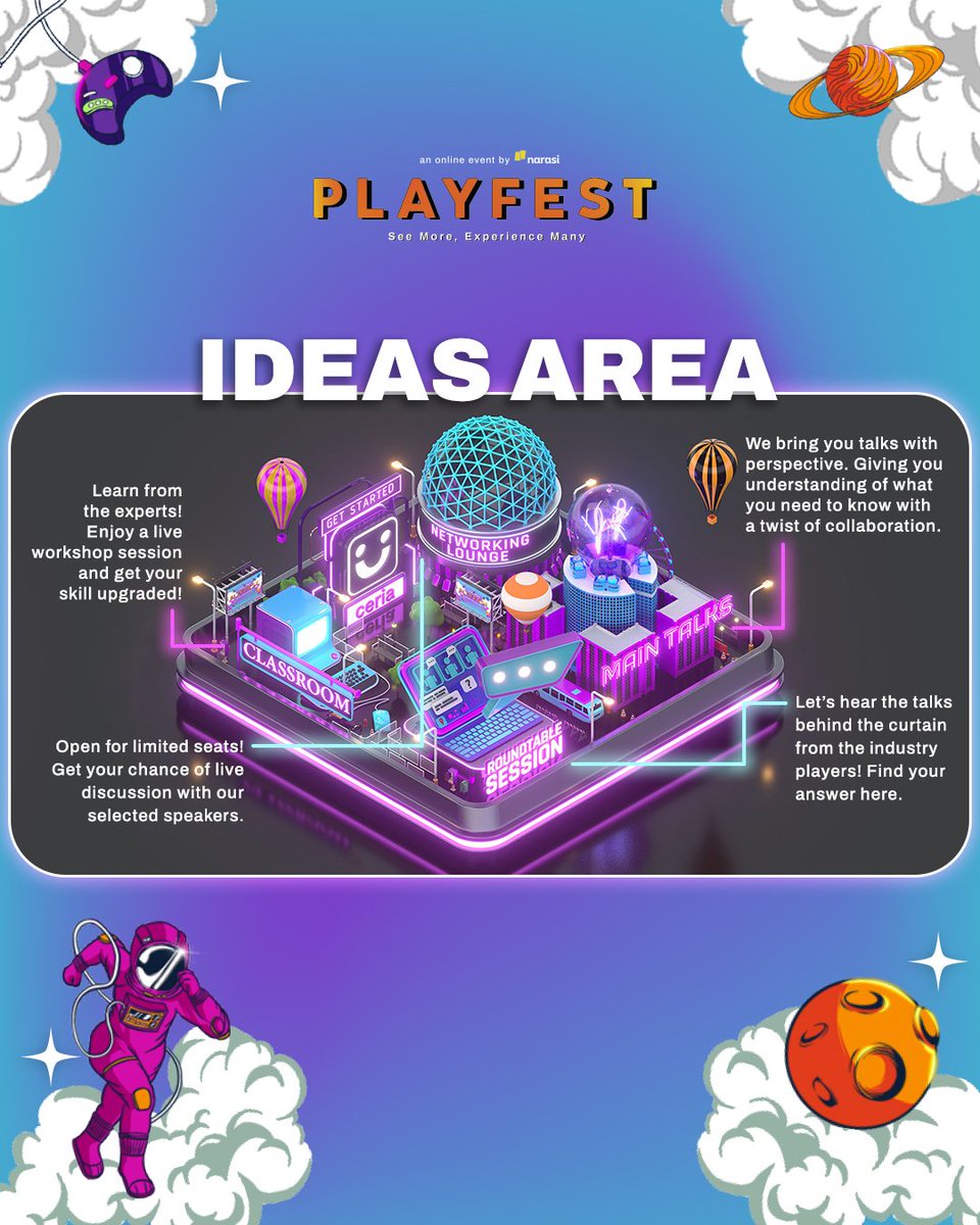 DreamersRadioID's tweet image. Ini dia bocoran lineup dari @playfestnarasi 🥳🎉

Virtual event ini bakal ngasih banyak banget insight &amp;amp; keseruan buat kamu di mana aja 🤩

Catet tanggalnya &amp;amp; beli tiketnya di playfest.narasi.tv. See you there!✨

#Playfest2021 #MoreVirtualExperience #Narasi