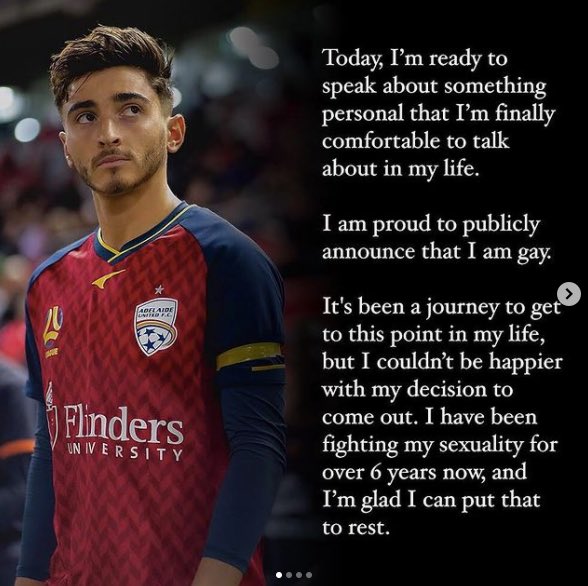 Footballtweet's tweet photo. 21-year-old Josh Cavallo is the first openly gay male in Australian football. ❤️👏 https://t.co/z82WYp1c3O