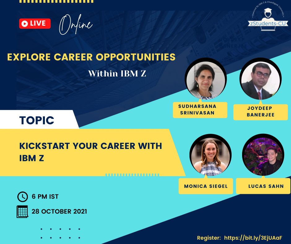 zStudents-CU is back again with an insightful event “Kickstart your Career with IBM Z”. Join us to learn from IBMers &amp; Industry professionals about IBM Z Student opportunities &amp; how those can be leveraged into useful opportunities.

Register:  bit.ly/3EjUAaF