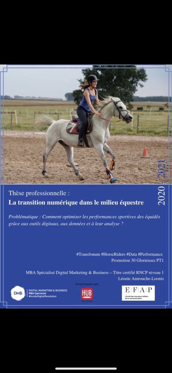 LeonieAmrouche's tweet photo. ✅ Thèse professionnelle rendue ✅

Next Step, le 04 novembre prochain, où j’aurais la chance de soutenir ma thèse en présentiel ! 🤗

#Horserider #Data #Management #Sport #Innovation #Transfonum #IA #BigData #MBADMB #Marketing #performance @MBADMB https://t.co/F2s3SQJZqa