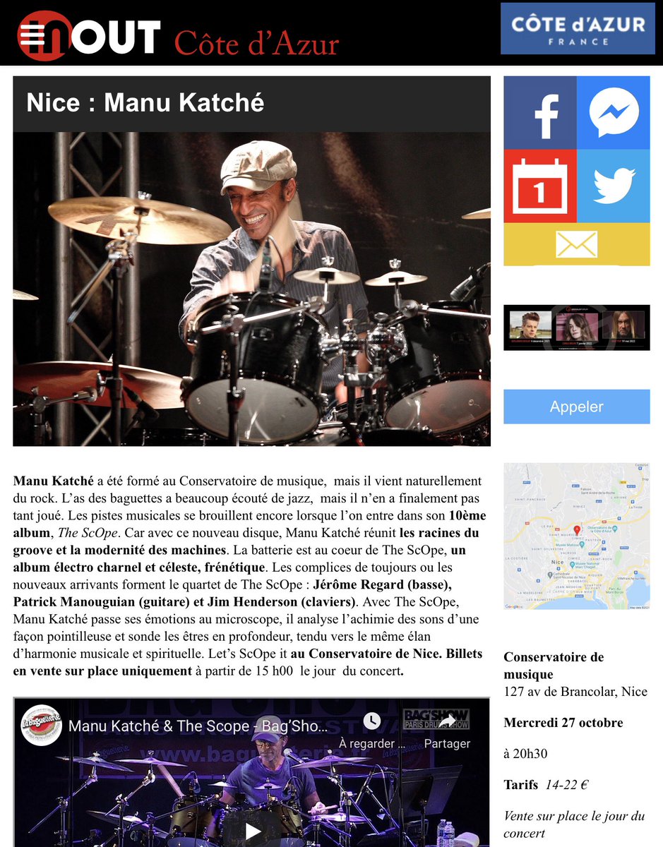 Superbe ouverture pour les <a href="/nicejazzfest/">Nice Jazz Fest</a> Sessions ce soir au conservatoire avec Manu Katché  #Nice #CotedAzurFrance #Concerts inout-cotedazur.com/2021/10/23/nic…