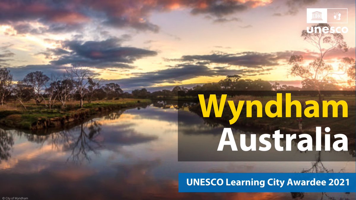 UIL's tweet photo. Congratulations to Wyndham 🇦🇺 on winning the 2021 UNESCO Learning City Award for outstanding progress in #lifelonglearning 👏🏽! The city promotes a learning culture for more than 270,000 citizens from 162 countries, emphasizing equity and inclusion. 

👉🏽 https://t.co/ldd3VdJ3Zu https://t.co/PU2kE1o8Vx
