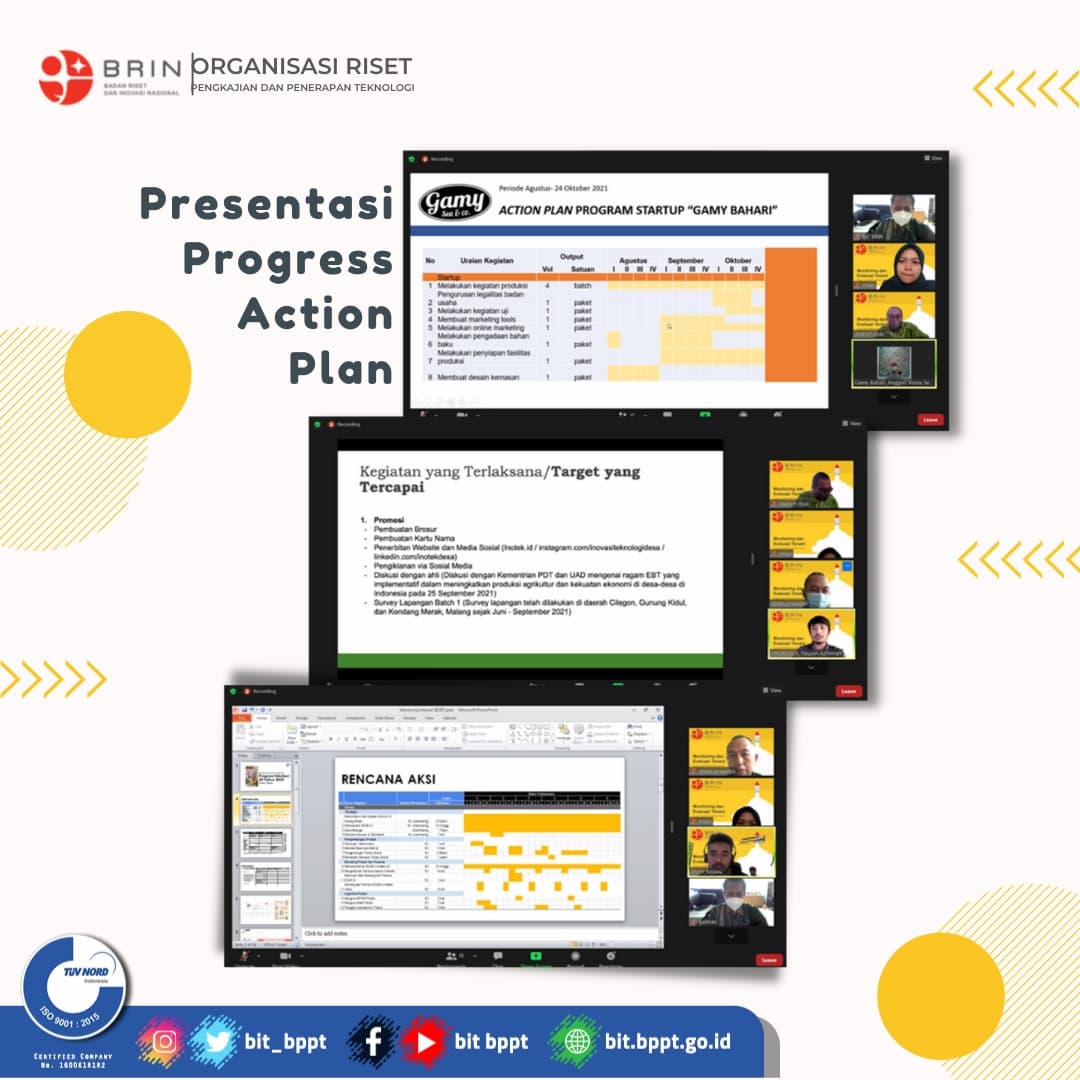 bit_bppt's tweet image. Kegiatan ini dilaksanakan dengan mempresentasikan progress report
bisnis secara daring via aplikasi Zoom Meeting. Kegiatan monev diikuti oleh 4 tenant diantaranya Sojavu, Garam Gamy, Hydrosol, dan Zepatos.

#bit_bppt #BRIN #inkubasibisnisteknologi #inkubatorbisnis #startup