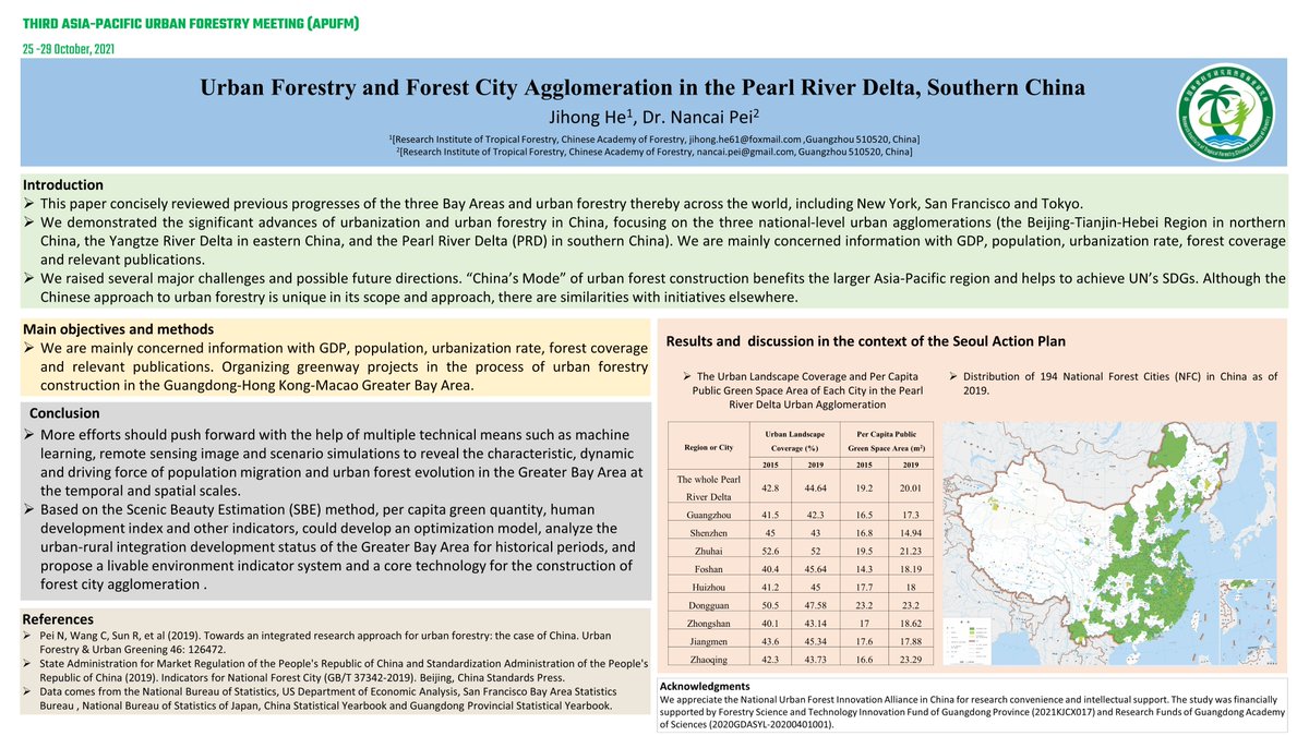 SyamiliManoj's tweet photo. Urban Forestry and Forestry City Agglomeration in the Pearl River Delta, Southern China @ Jihong He @ Nancai Pei  #ChineseAcademyofForestry
@FAO @FAOAsiaPacific @FAOForestry
 #APUFM #urbanforestry #posters #greenercities https://t.co/ZFK8dEOqOB