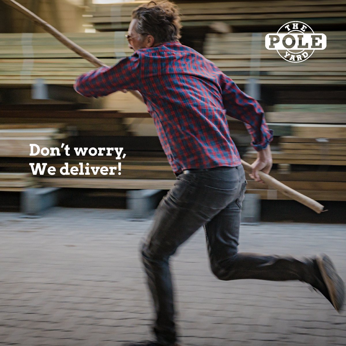 PoleYard's tweet photo. Don't Worry, We Deliver. We even keep logs.....

#delivery #timber #thepoleyard #dadjokes https://t.co/1JlXwHl2Pz