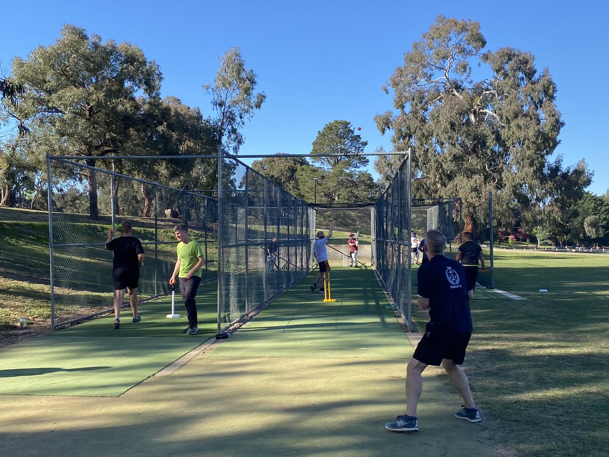 NZAustralia's tweet photo. The Overarmers, the High Commission ๐ team, had a mostly injury free hit out in the beautiful late afternoon #KenBehren sun before their @LMSCanberra competition commences next week. Weโre aiming high - more than just one win in the season would be nice ๐ https://t.co/Wzxvms6So4