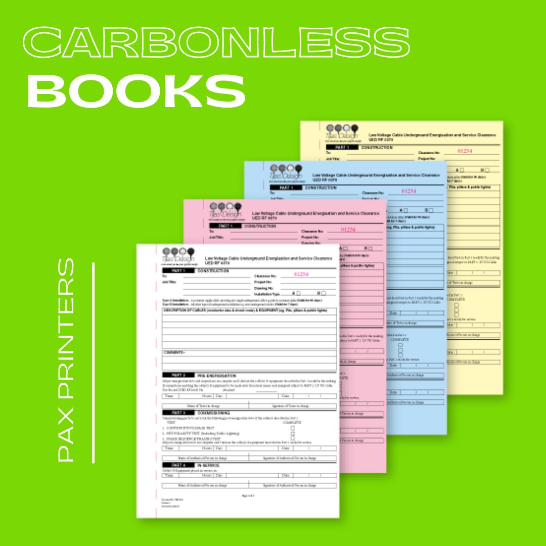 paxprinters's tweet photo. Carbonless books come in many different forms, such as Invoice Books, Receipt Books, Docket Books, Quotation Books, Order Books. Our friendly staff can assist you in creating suitable books for your requirements.
https://t.co/EyitAtdFO0
#CarbonlessBooks #NCRBooks #InvoiceBooks https://t.co/xsbxLu8eqt