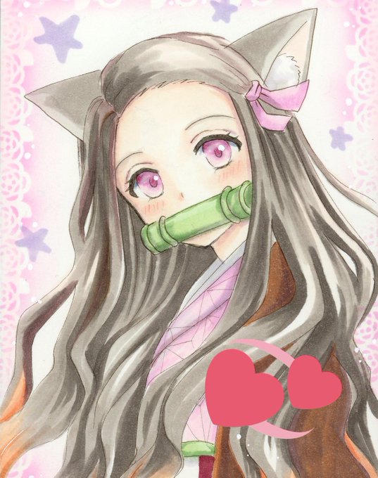 Reesa🍀さんがTwitterに投稿した竈門禰豆子(鬼滅の刃)のイラスト。