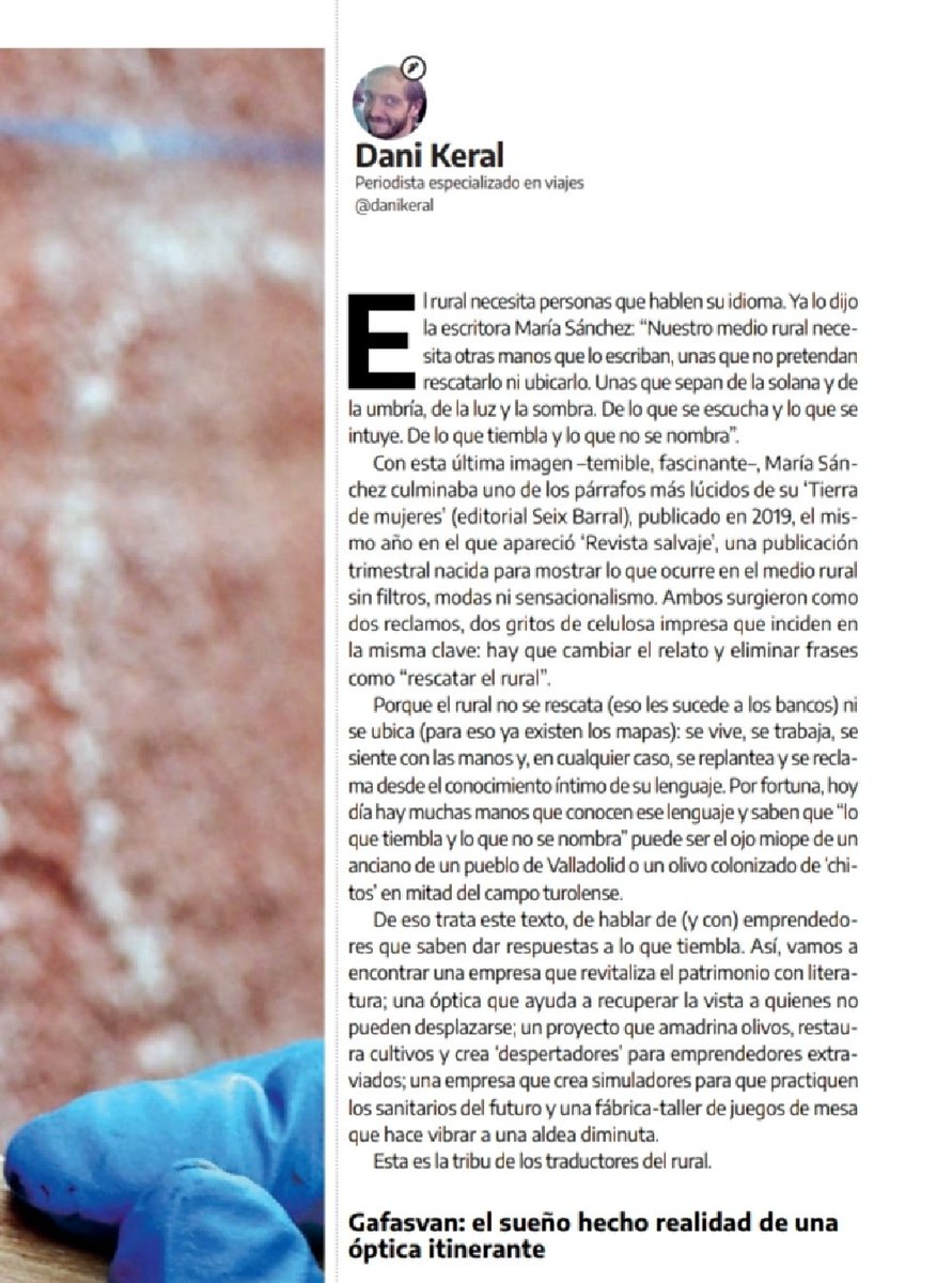 "unas manos que sepan [...] de lo que tiembla y lo que no se nombra".

Hace tiempo, al leer esta frase de <a href="/MariaMercromina/">maría sánchez</a>, algo quedó resonando en mi cabeza. 

Esa resonancia cristalizó al crear este texto sobre emprendedorxs rurales. Está en el #33 de la revista de <a href="/eldiarioes/">elDiario.es</a>