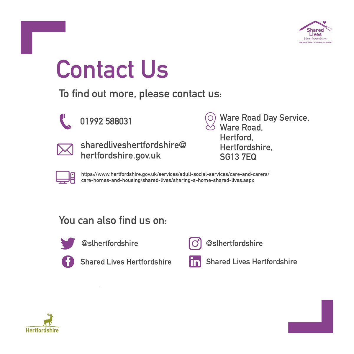 SLHertfordshire's tweet photo. We understand those of you who have only recently found us may not know what it is @SLHertfordshire does...so we've put this together to give you a quick overview 😊💜 #bettershared #sharedlives #sharedlivesplus https://t.co/ZOcBq8c8Zx