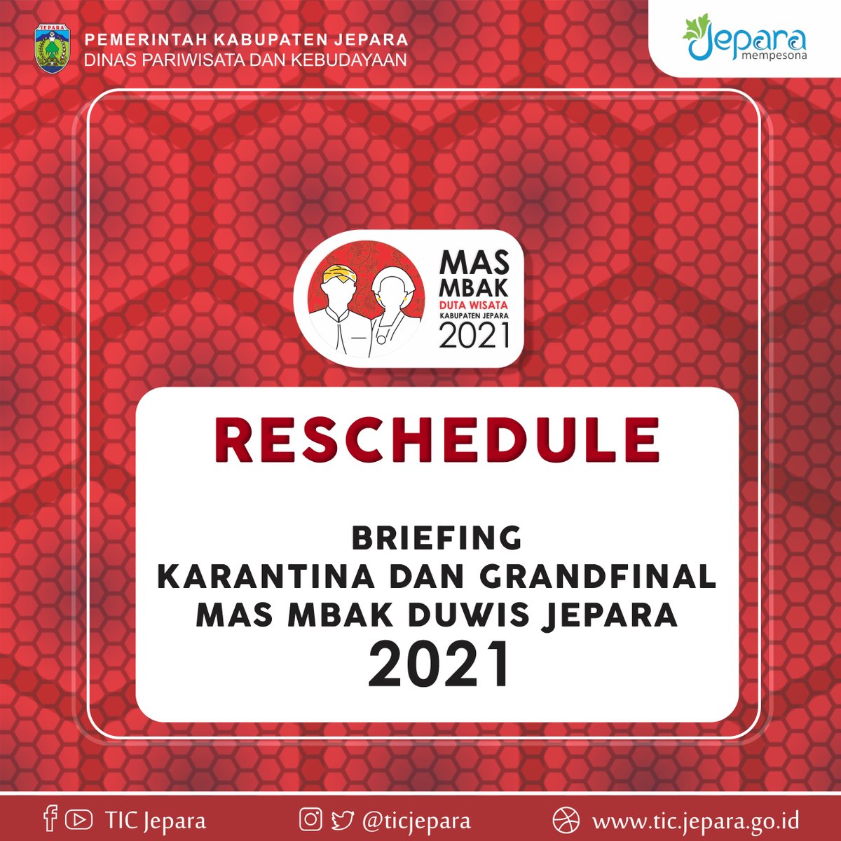 TICJepara's tweet photo. Ada perubahan jam pelaksanaan !!!!
Kontestan Mas.. Mbak.. Duwis Jepara 2021

Cek Yuk!! Klik link di bawah ini
https://t.co/MCCVpCIpnW https://t.co/Tx7UjWECI5