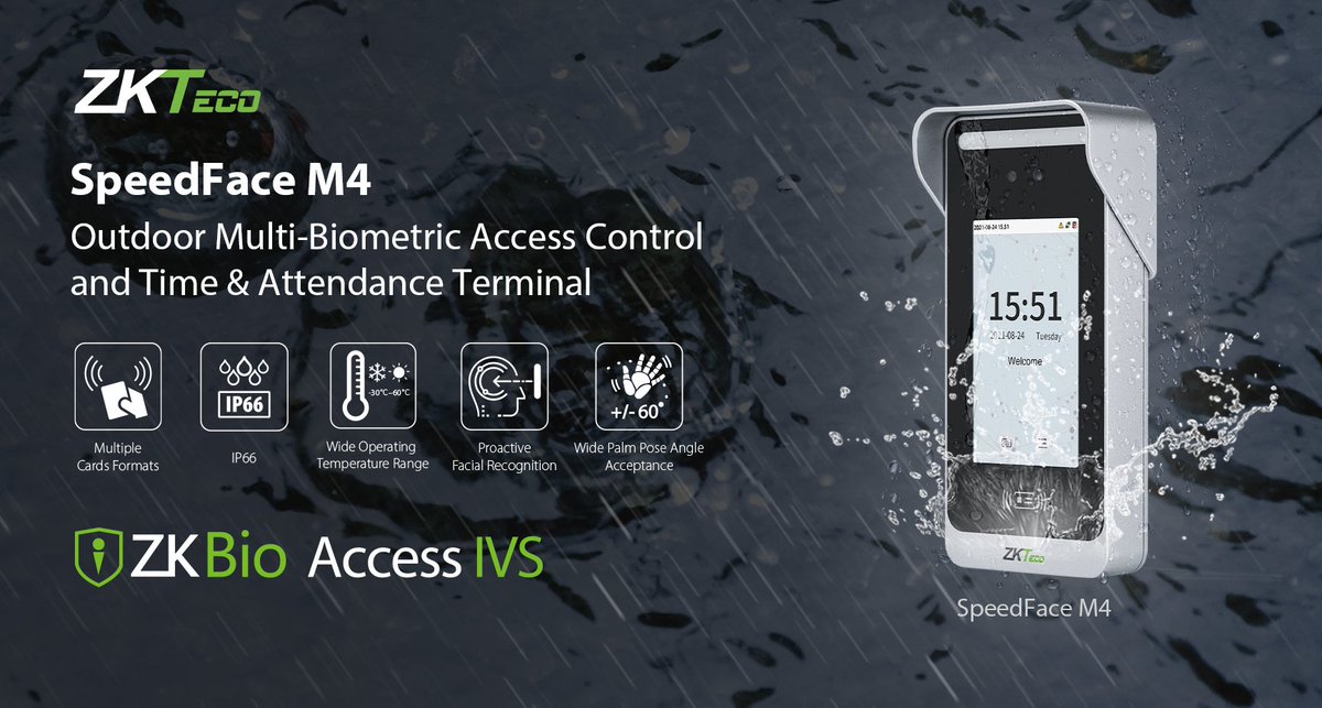 ZKTeco_Pakistan's tweet photo. [New Product Launch - SpeedFace M4]

SpeedFace M4 is a Linux-Based Multi-Biometric Access Control and Time &amp; Attendance Terminal with IP66.
Read more: https://t.co/U1zyuqCzAW

#zkteco #accesscontrol #timeattendance #facialrecognition #palmrecognition #zktecoproduct #speedface https://t.co/600yVHw2on