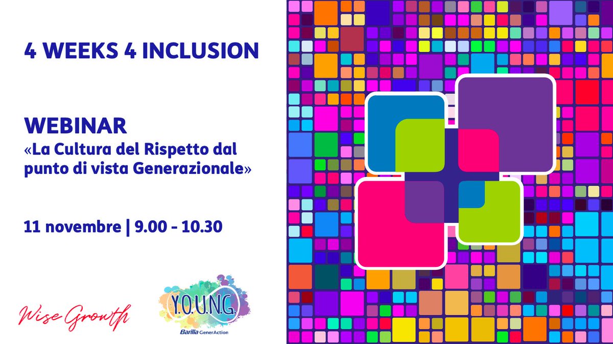 Venerdì è ripartita la 4 Weeks 4 Inclusion: non vediamo l'ora di partecipare alla manifestazione con il nostro webinar dell'11 novembre "La cultura del Rispetto dal punto di vista Generazionale". Se vuoi partecipare iscriviti qui: 4w4i.it/landing-page#r…  #4W4I