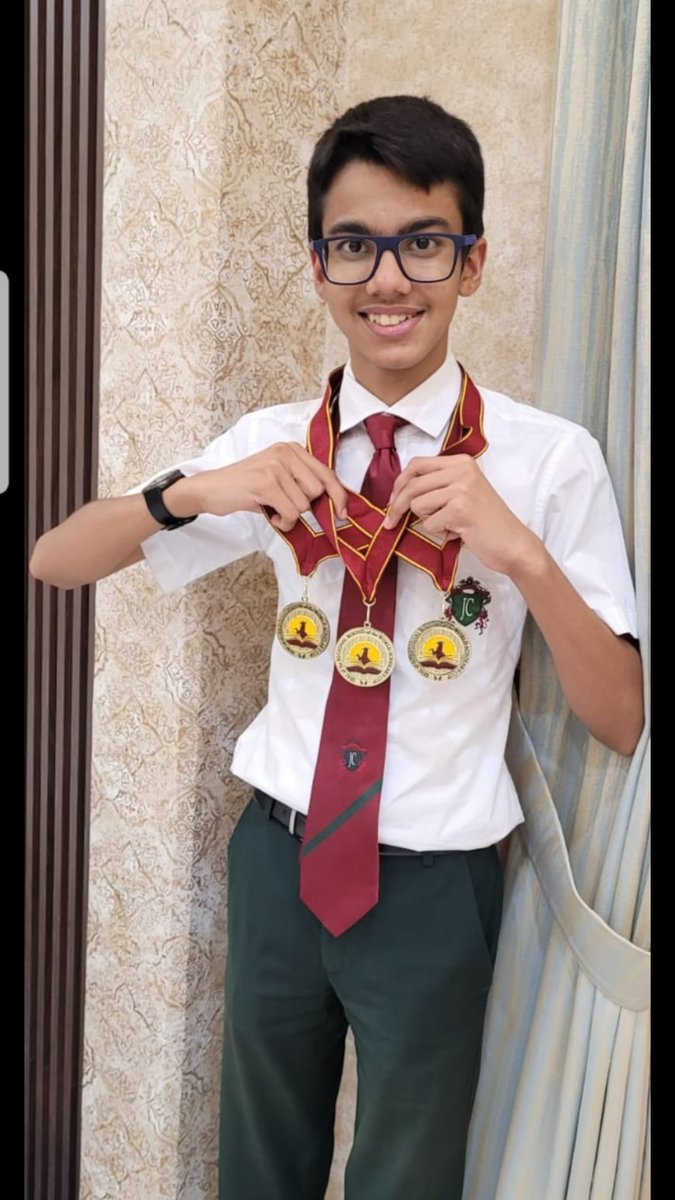JumeirahCollege's tweet photo. Well done to #jcdyear10 Rishabh for his achievements in the World Scholar’s Cup Dubai held @DxbModern on 15th & 16th Oct.
Rishabh won 3 Gold medals in the event. https://t.co/tiNIUA2mxh