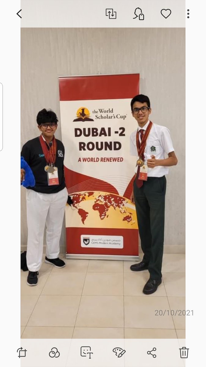 JumeirahCollege's tweet photo. Well done to #jcdyear10 Rishabh for his achievements in the World Scholar’s Cup Dubai held @DxbModern on 15th & 16th Oct.
Rishabh won 3 Gold medals in the event. https://t.co/tiNIUA2mxh