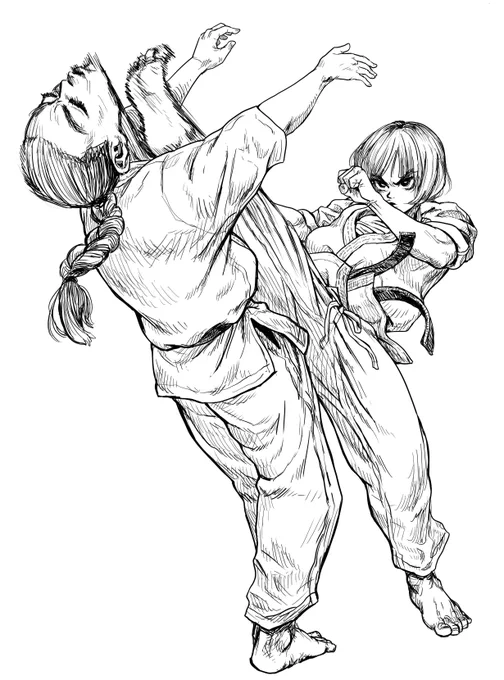 空手女子シリーズ(依頼絵)
上段前蹴り 