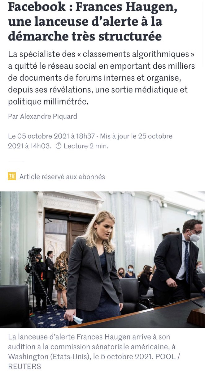 Adel Mebarki (@adel__mebarki) on Twitter photo #Thread #FacebookFiles retour sur la sĂ©rie dâenquĂȘtes des journalistes <a href="/martin_u/">Martin Untersinger</a> , <a href="/Damien_Leloup/">Damien Leloup</a> et <a href="/apiquard/">alexandre piquard</a> pour <a href="/lemondefr/">Le Monde</a> !
â-
ModĂ©ration quasi impossible, algorithmes de recommandations quasi incontrĂŽlables le tout via lâanalyse des documents internes de <a href="/Facebook/">Facebook</a> !
đ #Thread #FacebookFiles retour sur la sĂ©rie dâenquĂȘtes des journalistes <a href="/martin_u/">Martin Untersinger</a> , <a href="/Damien_Leloup/">Damien Leloup</a> et <a href="/apiquard/">alexandre piquard</a> pour <a href="/lemondefr/">Le Monde</a> !
â-
ModĂ©ration quasi impossible, algorithmes de recommandations quasi incontrĂŽlables le tout via lâanalyse des documents internes de <a href="/Facebook/">Facebook</a> !
đ