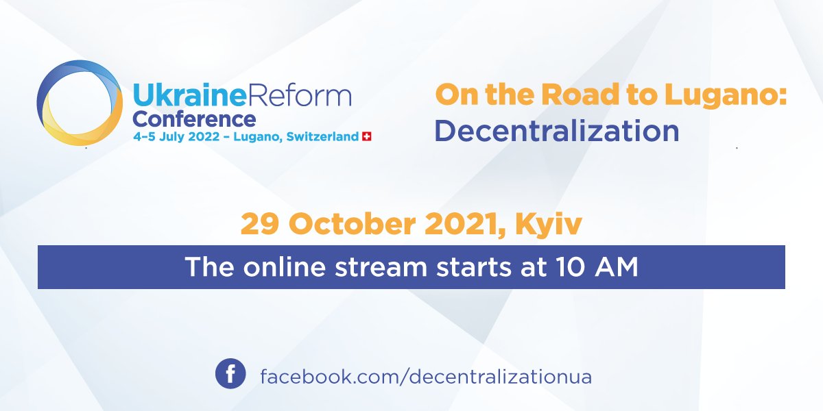 SwissUA's tweet image. Join us online for the first #OntheRoadtoLugano #UkraineReformConference event dedicated to #decentralization on 29.10! The event launches a series of multi-stakeholder discussions featuring important reform streams that will be highlighted at the 5th #URC2022 in Lugano 4-5.07.22