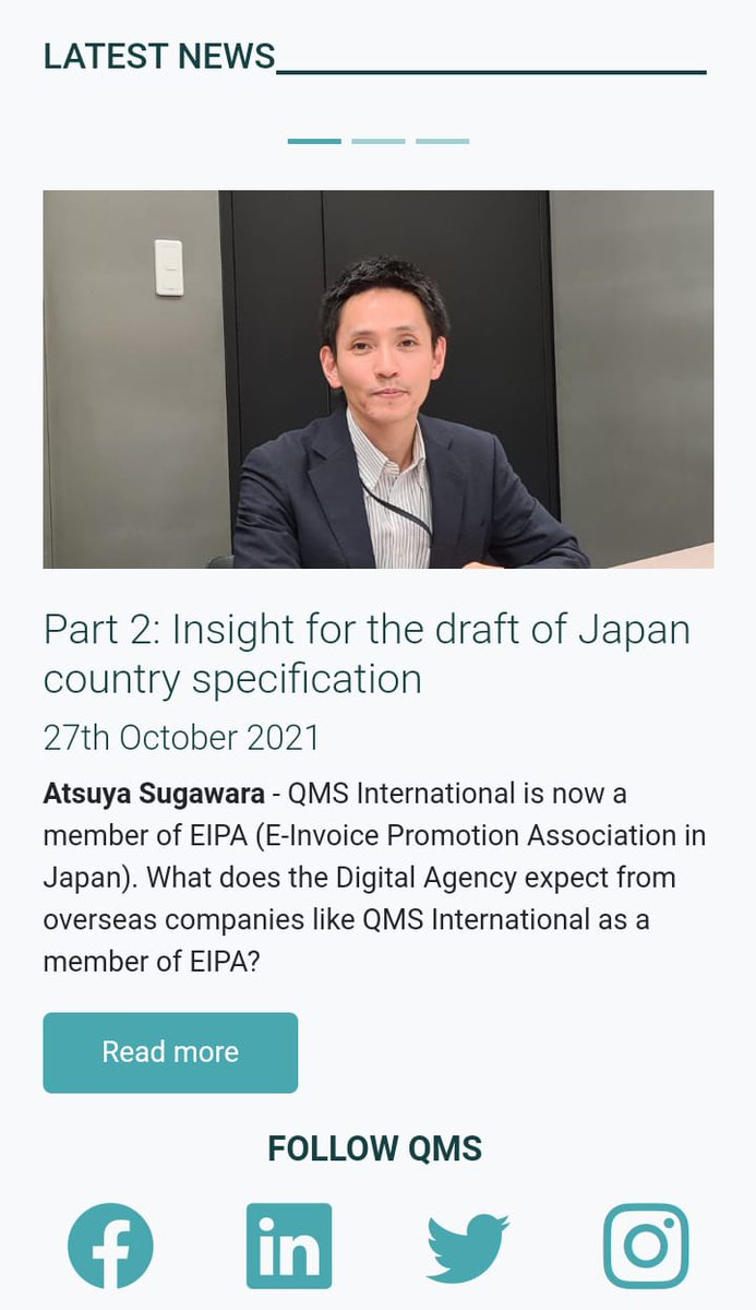 QMS__Int's tweet photo. 💡The 2nd part of the dialogue between QMS International Director Mr. Atsuya Sugawara &amp; Mr. Hiroyuki Kato (Japan Digital Agency) has just been published: Insights for the Draft of #Japan Country Specification.
🎯Full article here: https://t.co/hhKYgsS13A
#einvoincing #blockchain https://t.co/azTOeGIjPR