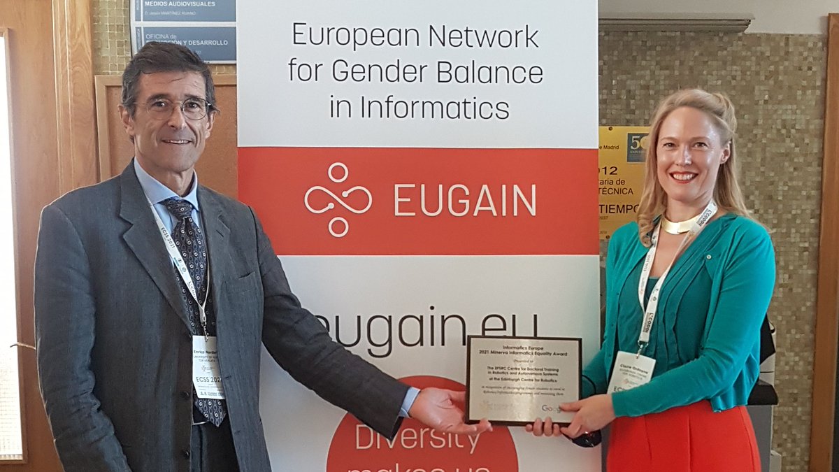 Edinburgh Robotics (@edinrobotics) on Twitter photo Delighted to announce that our <a href="/EPSRC/">Engineering and Physical Sciences Research Council</a> CDT in Robotics and Autonomous Systems has won the 2021 Minerva Informatics Equality Award for best practice in female recruitment and retention announced yesterday in Madrid #diversity #robotics #EDI <a href="/hfhastie/">Helen Hastie</a> <a href="/mikemistry/">Michael Mistry</a> <a href="/sethuvij/">Sethu Vijayakumar</a> Delighted to announce that our <a href="/EPSRC/">Engineering and Physical Sciences Research Council</a> CDT in Robotics and Autonomous Systems has won the 2021 Minerva Informatics Equality Award for best practice in female recruitment and retention announced yesterday in Madrid #diversity #robotics #EDI <a href="/hfhastie/">Helen Hastie</a> <a href="/mikemistry/">Michael Mistry</a> <a href="/sethuvij/">Sethu Vijayakumar</a>
