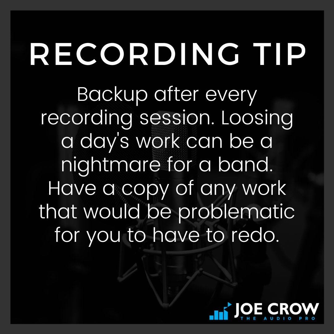 JoeAtClaricast's tweet photo. #tipwednesday #recording #audioengineering #backups https://t.co/kSnuExvfyh