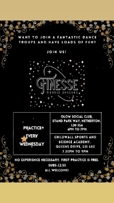 Finesse Morris Dancers starts tonight in my old school, <a href="/Childwall_ITC/">Childwall in the Community</a>  What a blast from the past!

If you've got kids or you're interested yourself, message me or pop along from 7.30pm and see us! 

Please RT

#finessemorrisdancers