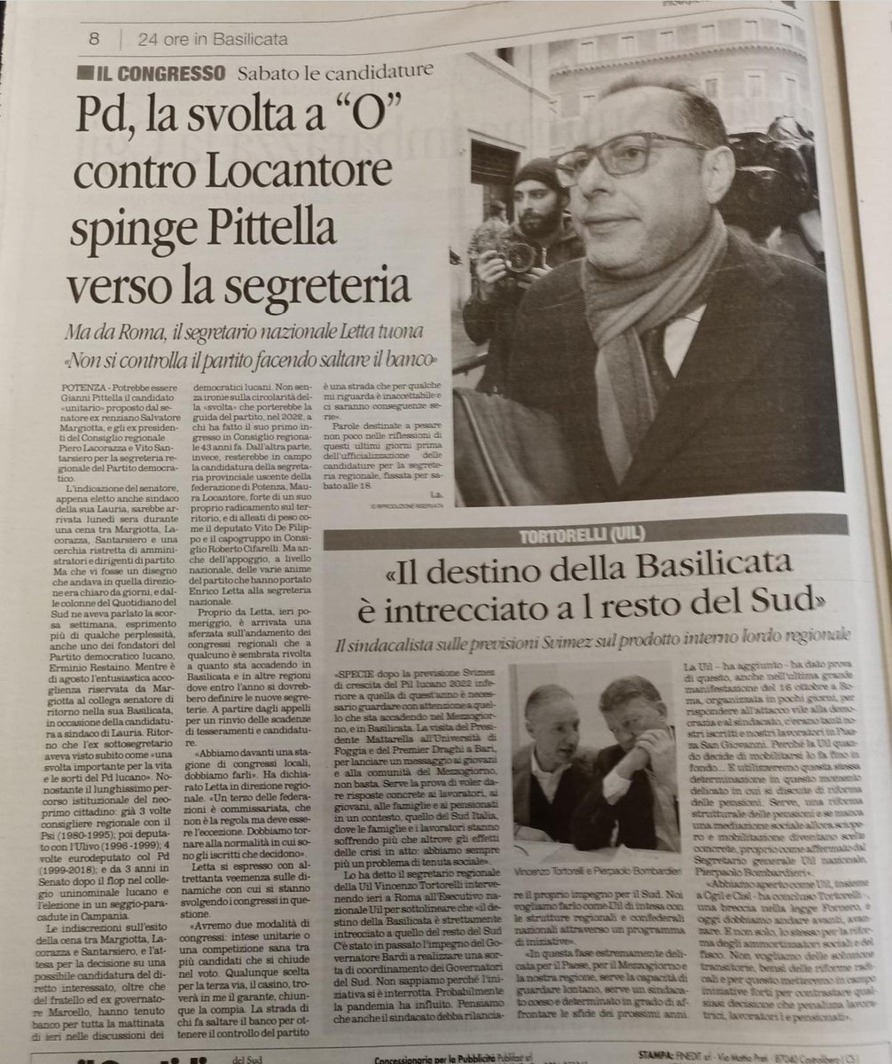 Non ci sono state cene. Si prova a dare un contributo per unire. 
La segreteria <a href="/maura_locantore/">Maura locantore</a> se non smentisce da settimane la sua candidatura, opera in "clandestinità". E ovviamente non aiuta un dibattito aperto e trasparente che meriterebbero i militanti del <a href="/PdBasilicata/">Pd Basilicata</a>