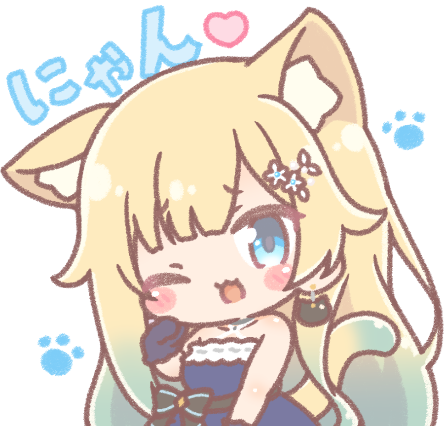 こちら活動素材用に透過イラストも添えさせていただきます ねこみみエマちゃんは みたらしねこ 絵仕事募集中のイラスト