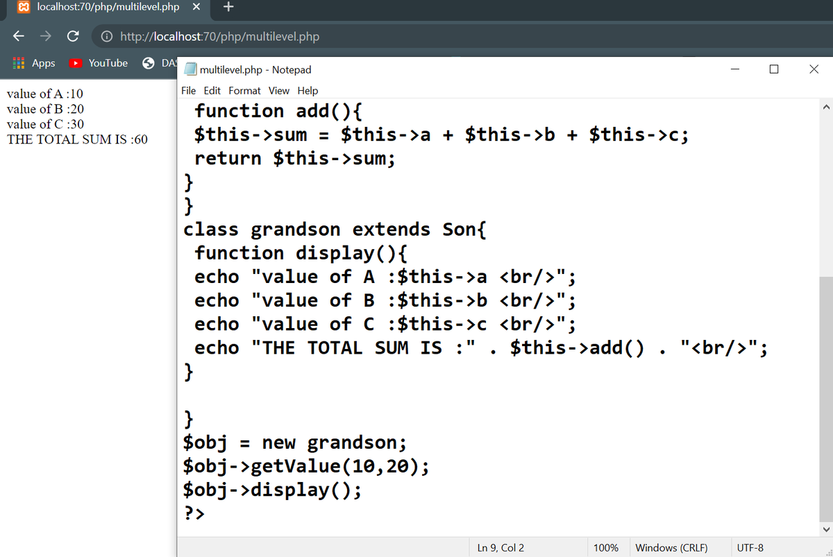 SrivastavChhavi's tweet photo. #R2D57,#100DaysOfCode ,#devcommunity,#php,#codinggloves ,#GirlsWhoCode ,#WomenWhoCode ,#developer ,
#development ,#CodeNewbie 
multilavel inheritance in php. https://t.co/UQG7DKLy3W