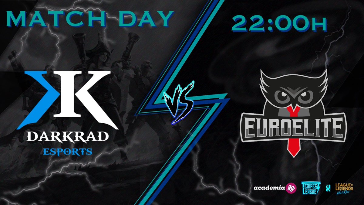league_tempest's tweet photo. #MatchDay | #WildRift 

[🗓️] Today at 22:00 p.m.

@DarkradEsports 🆚 @EuE_EuroElite  

[🏆] Fifth day
  
[🎙️] @iax259

[🔴] https://t.co/7bNvX1nBOy

--> Who will win? 👀👇

#TempestLeague @academia_gg https://t.co/B64od1AxFR https://t.co/poZ6Hu2Tfo https://t.co/QdCqVw3tIN