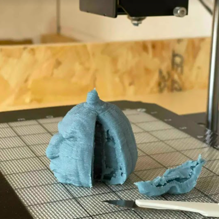 DukeMakes's tweet photo. We have just printed our first bit of food 🥳 I’m the spirit of #Halloween we went for a grumpy marzipan pumpkin 🧟♀️
The #foodprinter can do many things - we have pasta, chocolate and marzipan in as test materials 👌👏😍
Looking forward to getting you in here to play 👏 https://t.co/d1OxUtWZYo