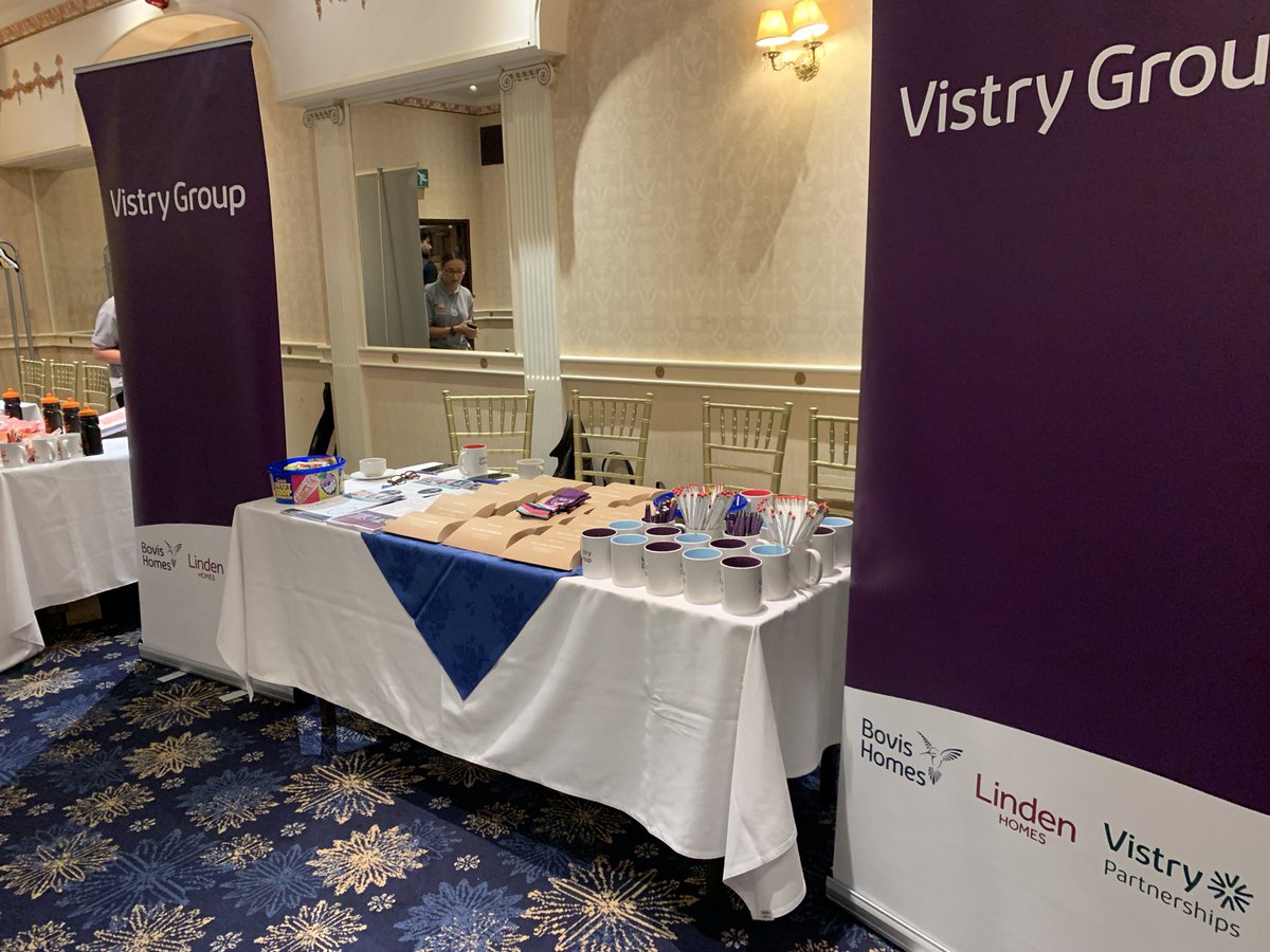 olver_charlotte's tweet photo. All set up and ready @UKCareerFairs in #Plymouth today representing @VistryG with colleagues from across the Group. We look forward to welcoming all that attend today #careers #careersinconstruction https://t.co/N4VVpOZKZg