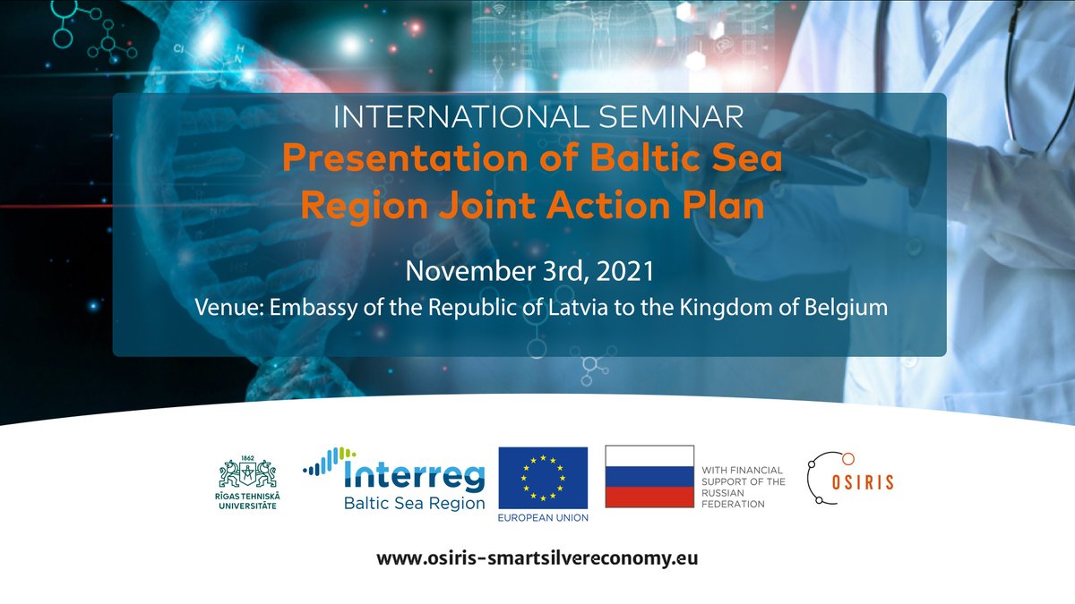The Osiris Interreg BSR International Conference on November 2nd will be followed by an International Seminar on November 3rd with the following agenda:

"Presentation of Baltic Sea Region Joint Action Plan"

#OSIRISInterregBSR #Smartspecialization #Silvereconomy <a href="/InterregBSR/">Interreg Baltic Sea Region</a>