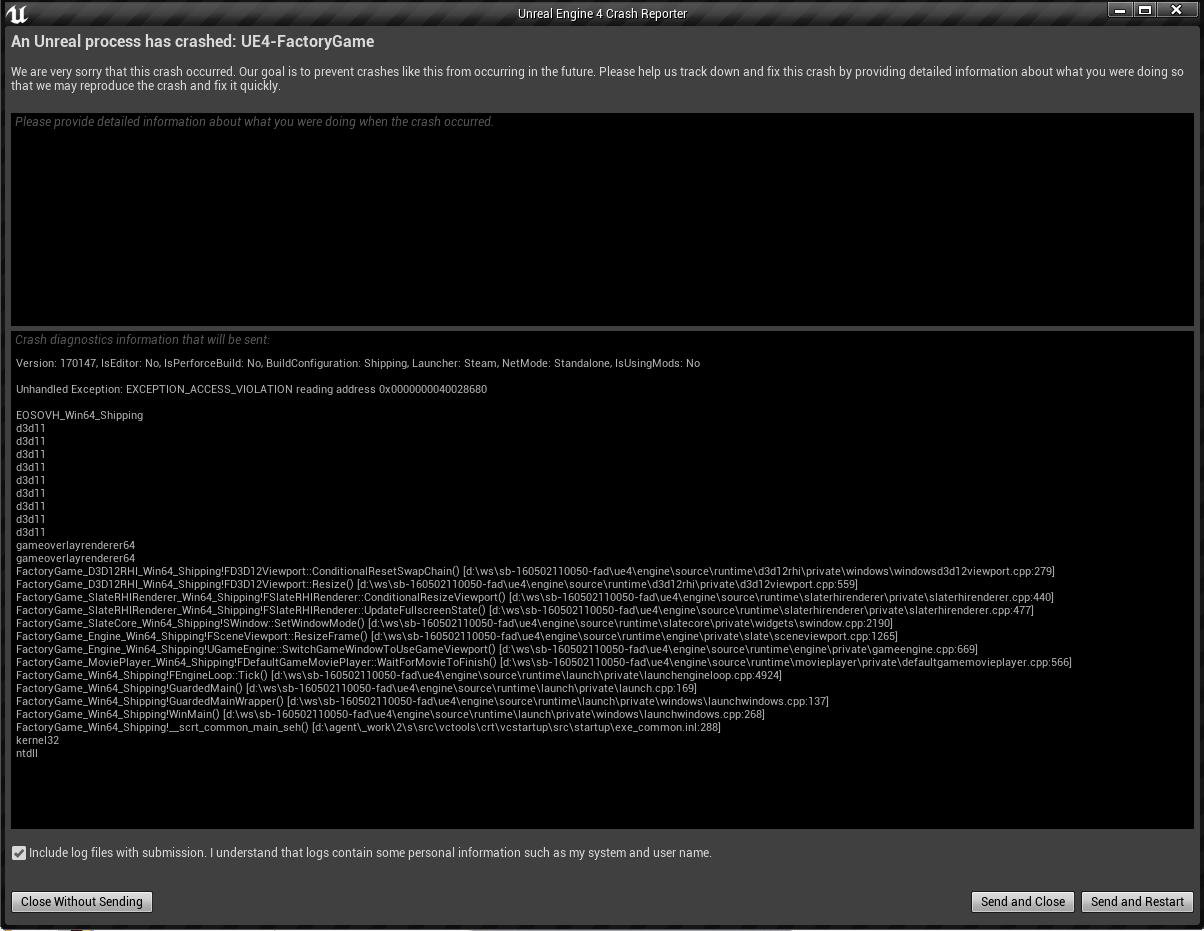 Satisfactory on Twitter "DX12 related crash on start if you