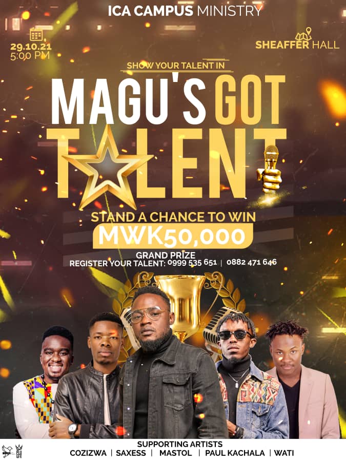 MAGUniversity's tweet photo. MAGU'S GOT TALENT

Stand a chance to win MK50, 000 Grand Prize

If you are a MAGU Student and you want to showcase your talent, simply register your name and your activity through: Esther Gomani - 0 998 342 338

Friday, 29 October, 2021 from 05:00 PM in Sheaffer Hall (Chapel) https://t.co/VNgaNHgyPg