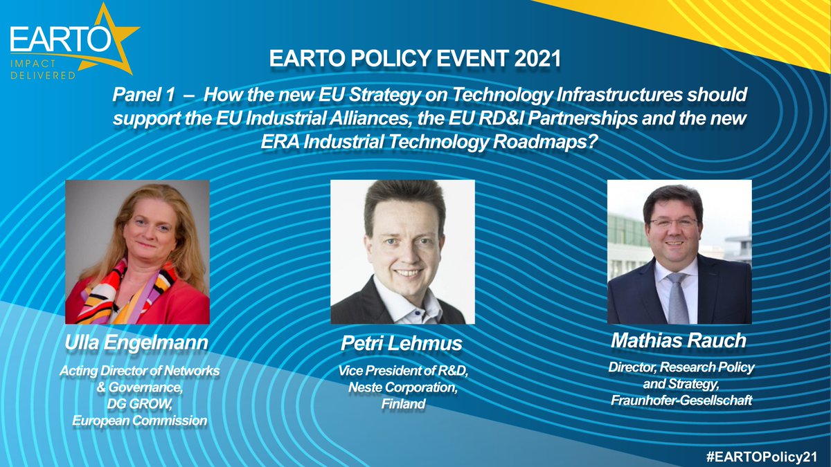 EARTOBrussels's tweet photo. Wonder how #TechnologyInfrastructures should support the 🇪🇺 #industrialalliances, #RD&I partnerships and #ERA industrial #techroadmaps?
Follow @ulla234 from @EU_Growth, @NesteGlobal and @Fraunhofer @Fraunhofer_BX explaining how ➡️https://t.co/O5uYGrFkBF #EARTOPolicy21 https://t.co/yAyiy0Pbfj