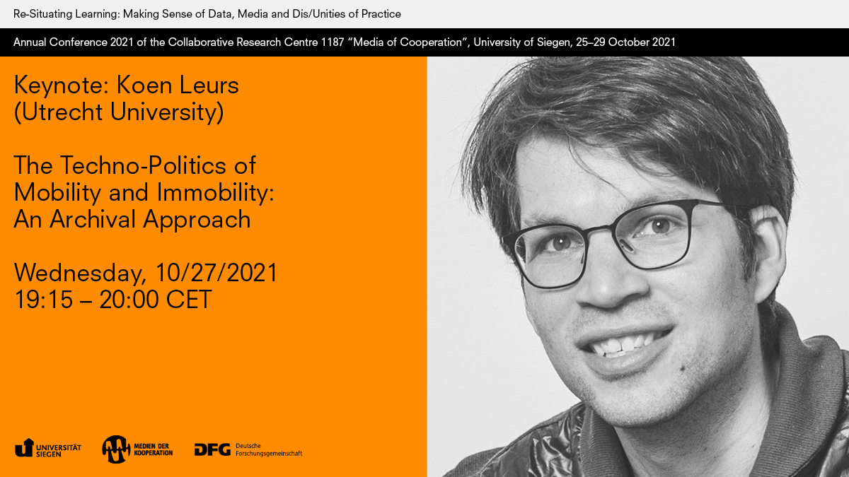 mediaofcoop's tweet photo. Very excited to welcome Koen Leurs @koenleurs @UtrechtUni today speaking about “The Techno-Politics of Mobility and Immobility” as part of our 2nd panel on #decolonizing #learning & #rethinking #research in the spirit of #resituatinglearning @mediaofcoop @UniSiegen #SFB1187 https://t.co/RbjS1xUZ87