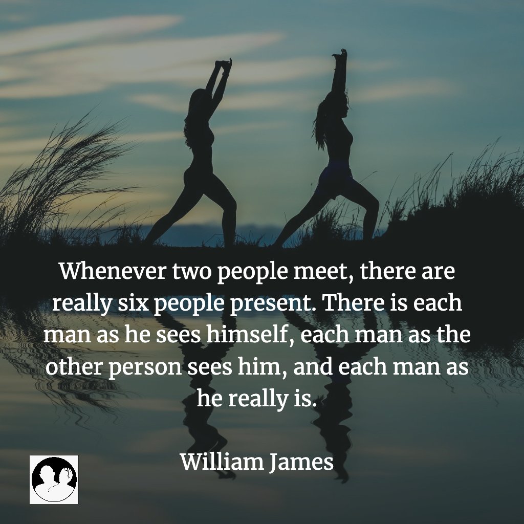 TherapyWithKate's tweet image. Whenever two people meet, there are really six people present. There is each man as he sees himself, each man as the other person sees him, and each man as he really is - William James
#healing  #peace #recovery #therapy #selflove #selfawareness #counselling #psychotherapy