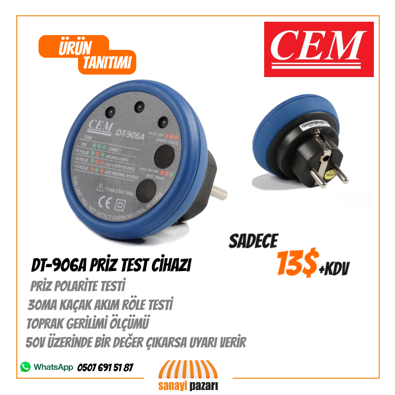 SanayiPazari's tweet image. Cem Instruments markasının DT-906a modeli ile priz testi yapmak artık çok kolay. Sadece prize takıp çalıştırmanız yeterli. Sizde bu ve bunun gibi ürünlere ulaşmak için sanayipazari.com sitemizi ziyaret etmeyi unutmayın.
#sanayipazarı
#ceminstruments